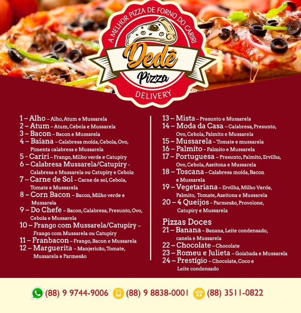 Restaurantes Dedê Pizza delivery