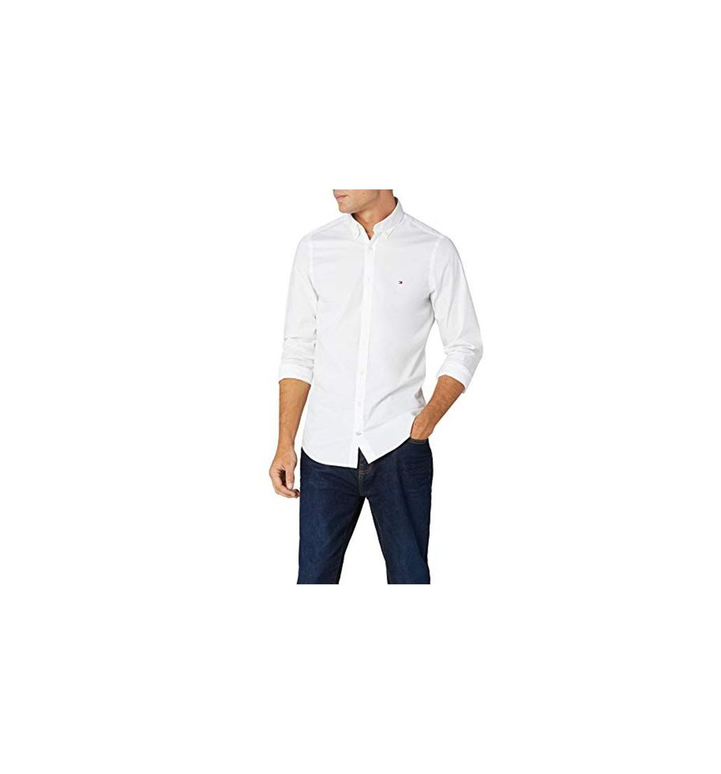Social Tommy Hilfiger Core Stretch Slim Poplin Shirt Camisa, Blanco