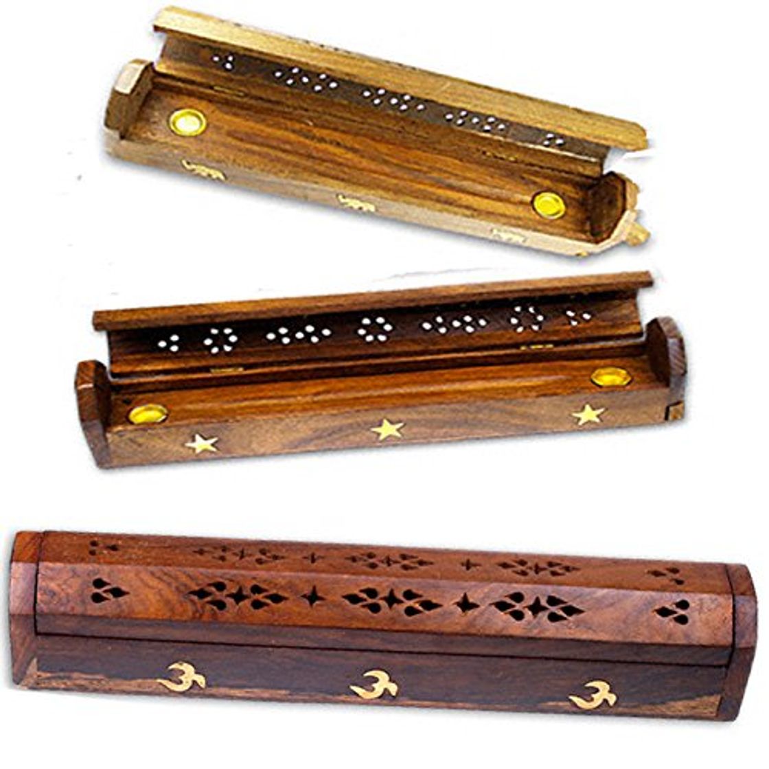 Wooden Incense Joss Stick Cone Holder smoke Box