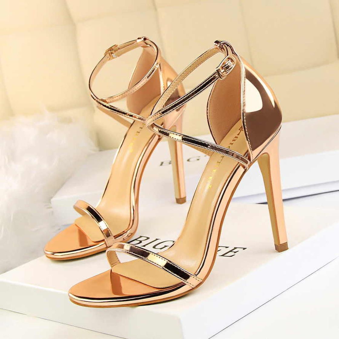 Moda Mujeres tacón Alto Plataforma Fiesta Noche Boda Zapatos de Punta Abierta Sandalias de Tiras Cruzado número 7 40