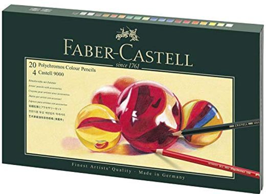 Faber-Castell 210051 Mixed Media Polychromos - Juego de 20 lápices con accesorios