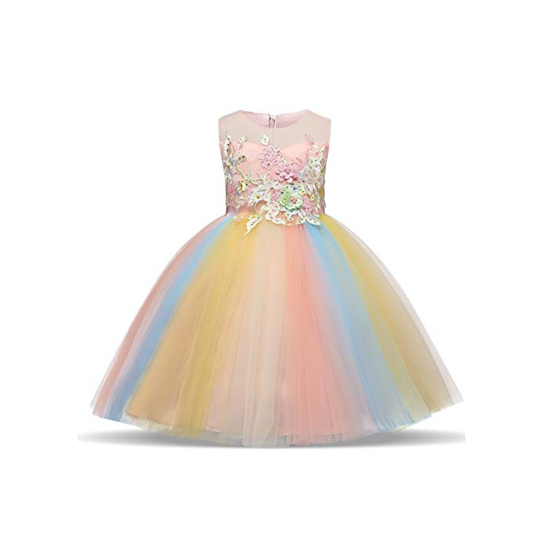 Moda NNJXD Girl Flower Wedding Princess Abito da Festa Taglia