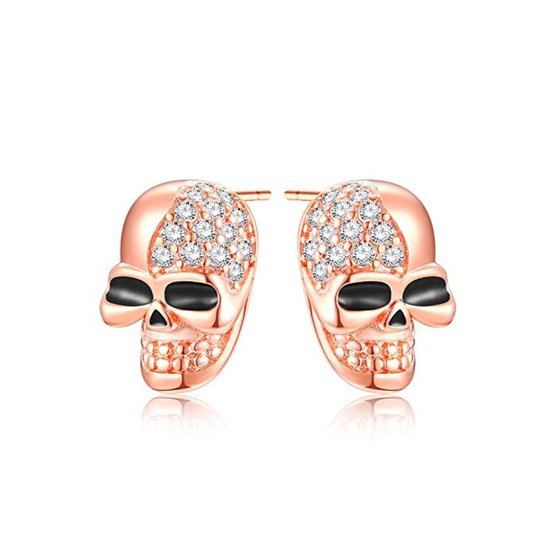 Fashion FEARRIN Pendientes Colgantes Pendientes de botón para Mujeres Hombres Pendientes Joyería Hiphop Brincos Gothic Bone Man Oro Rosa Diamante Rock Punk Cráneo Tono de Cristal Oro Rosa