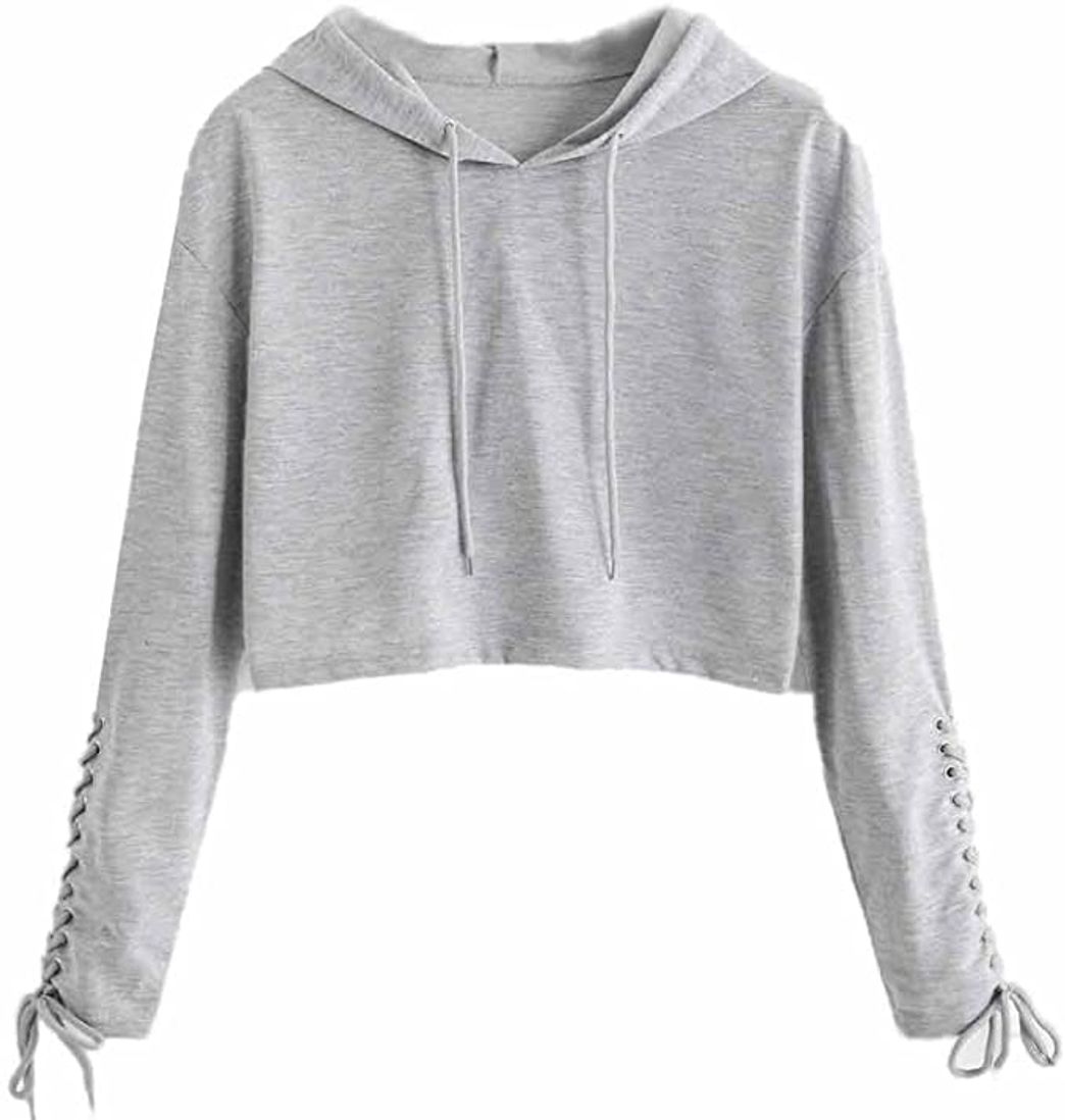 Moda Sudaderas Cortas Adolescentes Chicas Sudadera Mujer Tumblr Pull-Over Tops Blusa de Manga