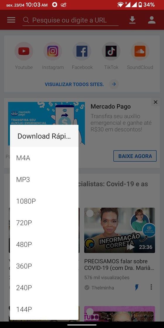 App Videoder - Download de vídeos