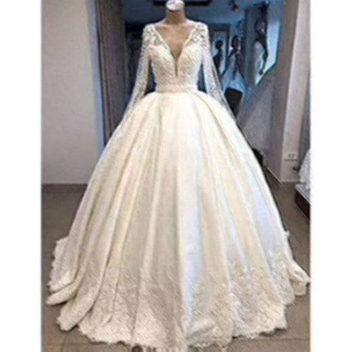 Moda QING XIN-1225 Wedding Dress,Prom Dresses del Banquete de Manga Larga Vestido de