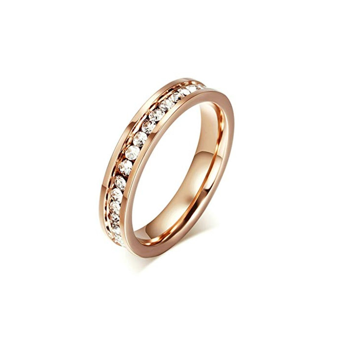 Moda Daesar Anillo 1PC Anillo Mujer de Acero Inoxidable Oro Dorado Alianzas Anillo de Matrimonio Love Channel Promise Alianzas para Mujer Talla 20