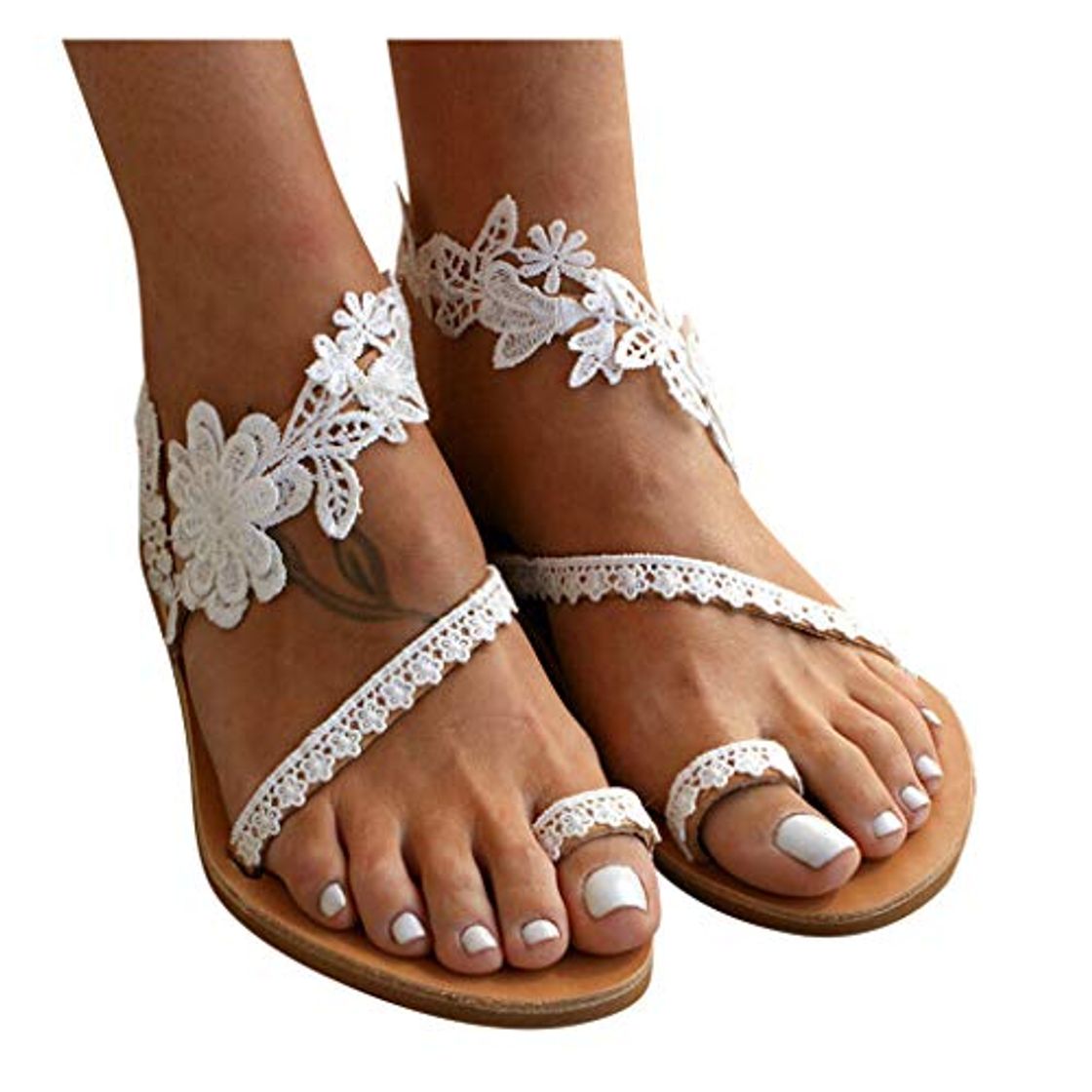 Social ZARLLE Sandalias Mujeres Moda Verano Plano Talla Grande Bohemia Clip Toe Dulce con Cuentas Sandalias Casuales Zapatos De Playa Sandalias Romanas Chanclas De Damas