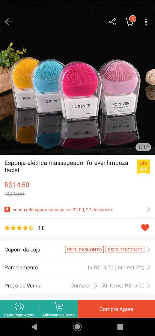 Fashion Esponja de limpeza facial elétrica! Apenas 14,50