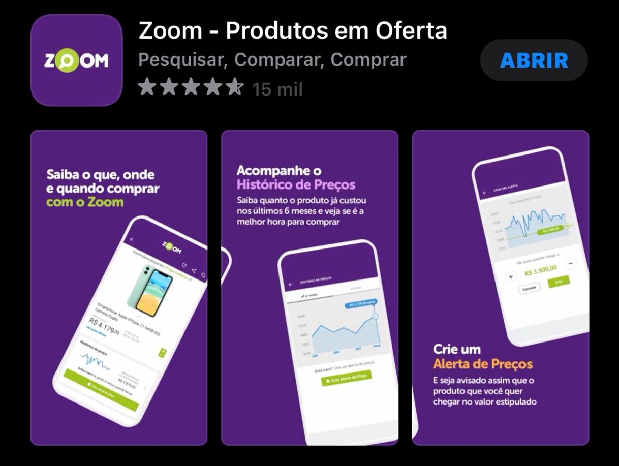 App Zoom - produtos em oferta