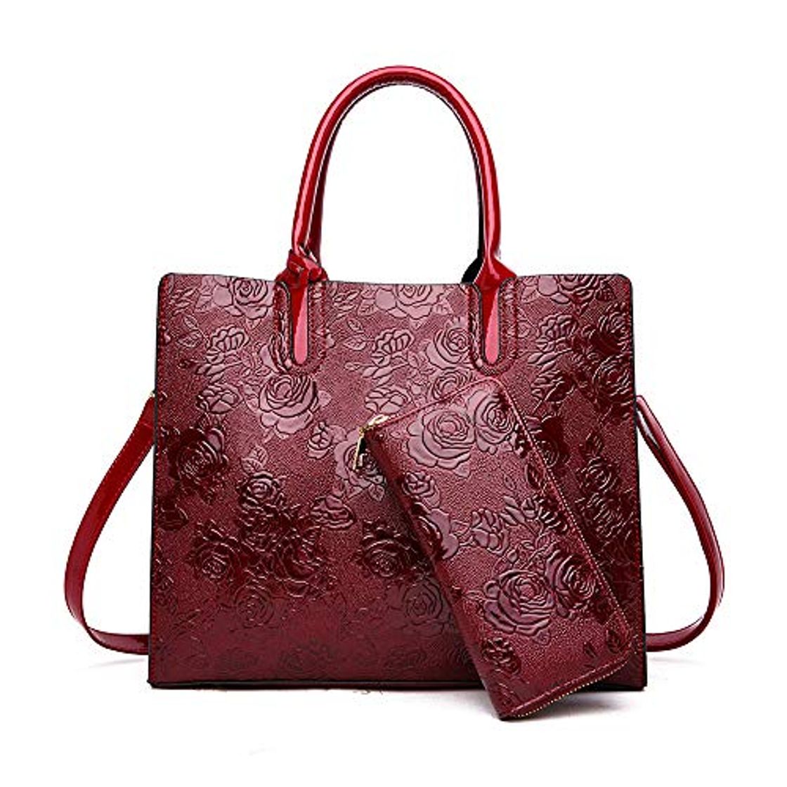 Social Coolives Bolsos de mano con bandolera per Mujer Estampado de Flores Bolsos de Hombro Vino Rojo