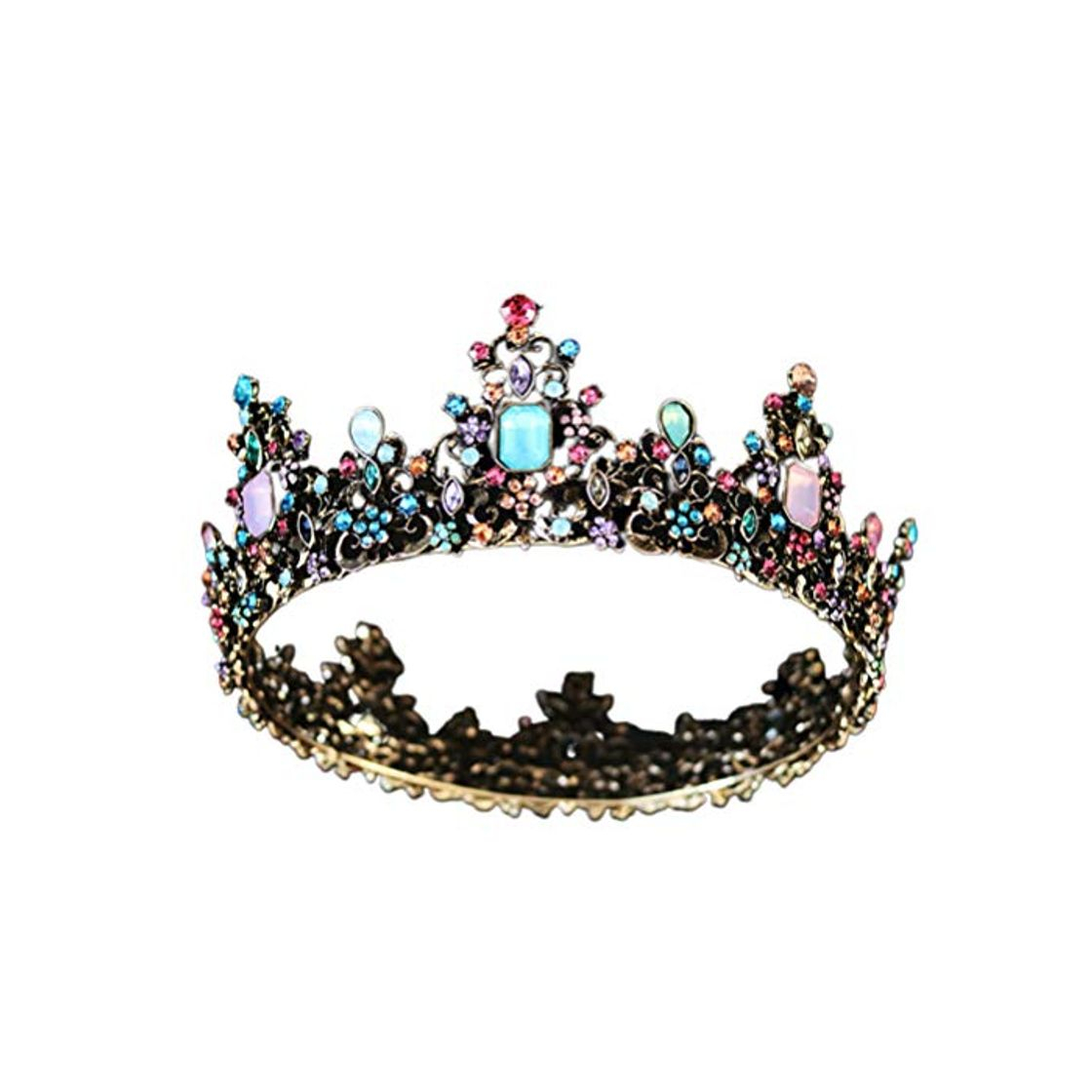 Moda Lurrose Reina barroca corona rhinestone tiaras de boda retro crystal hair jewelry decoración para mujeres niñas princesa nupcial