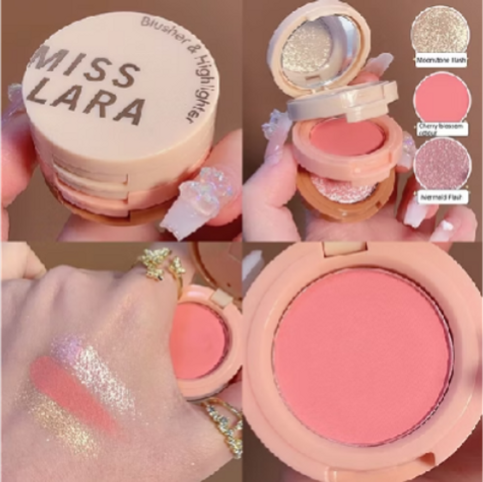 Social Paleta de blush três camadas e iluminador