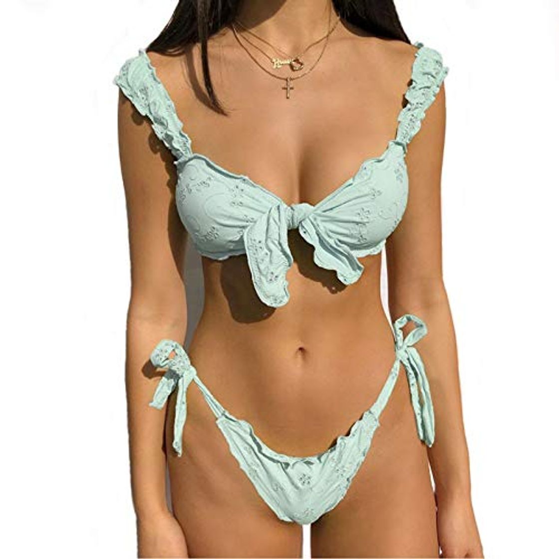 Social Walker Valentin Bikini Sexy Women Bikini Sets sólido Color Volante Trajes de
