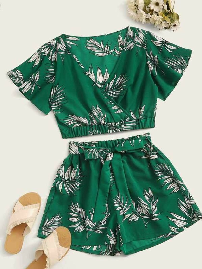 Fashion Conjunto verde com cinto