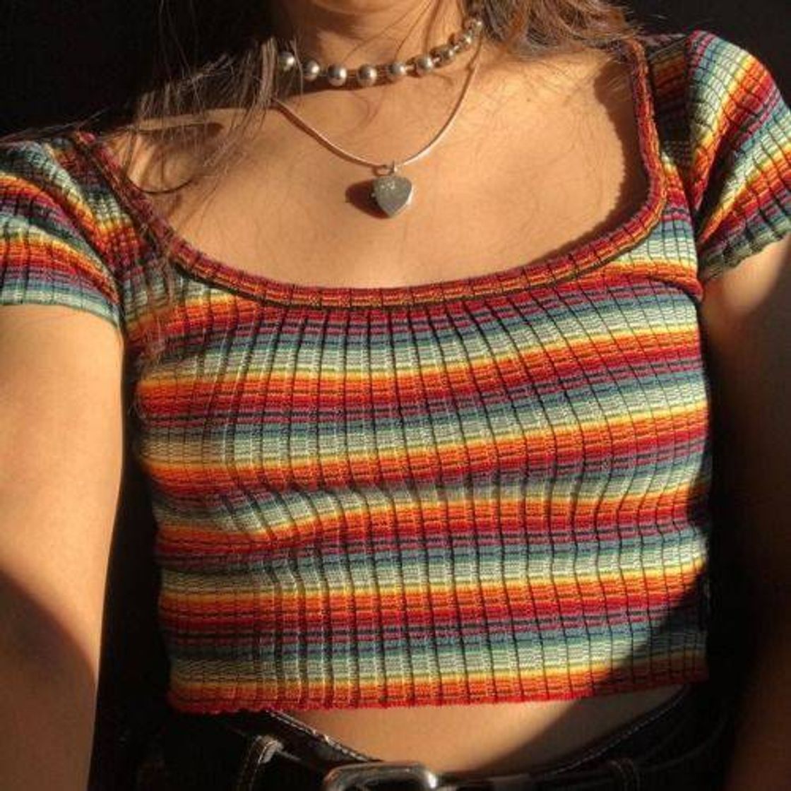 Moda Hermoso crop top de rayas de colores 🌈🌈