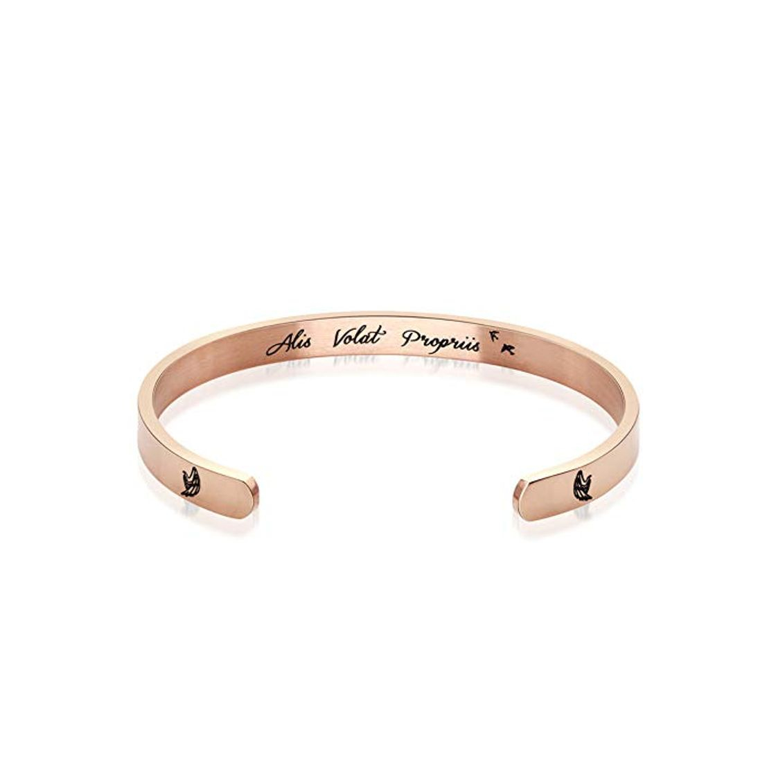 Fashion FOR TMT Pulsera Letras Creativas Alis Volat Propriis Pulsera Abierta De Acero Titanio De 6 Mm Se Puede Personalizar Rose Gold