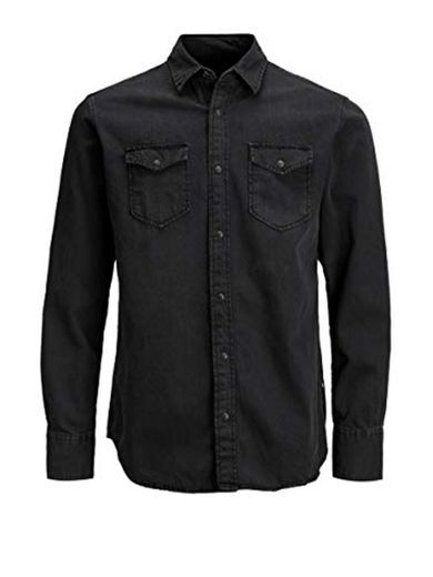 Jack & Jones Jjesheridan Shirt L/s Camisa Vaquera, Negro