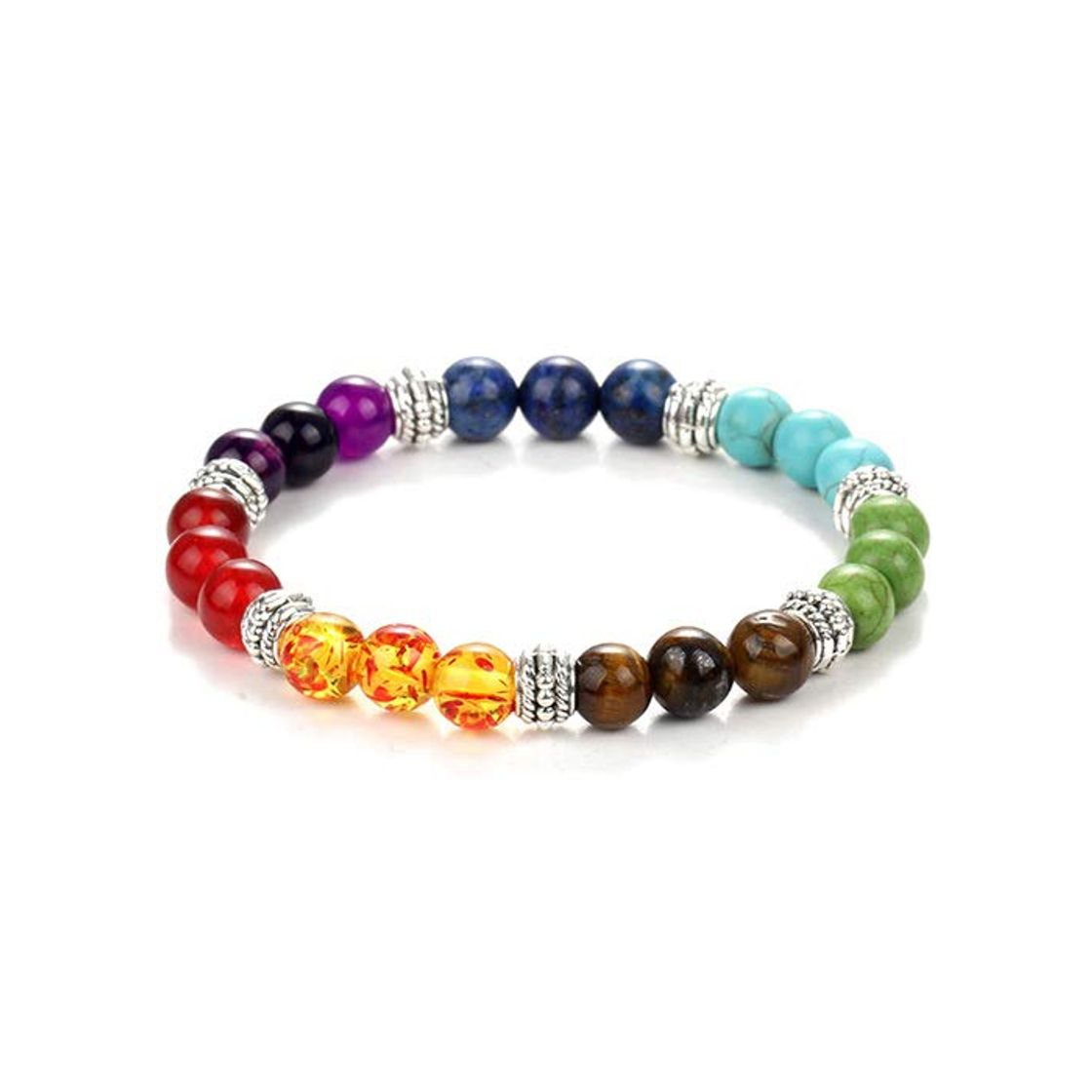 Fashion Romote Oración 7 Pulseras Chakra Piedra Natural Granos Negros de Lava Mujeres Pulsera MenYogapulseira Feminina Buda