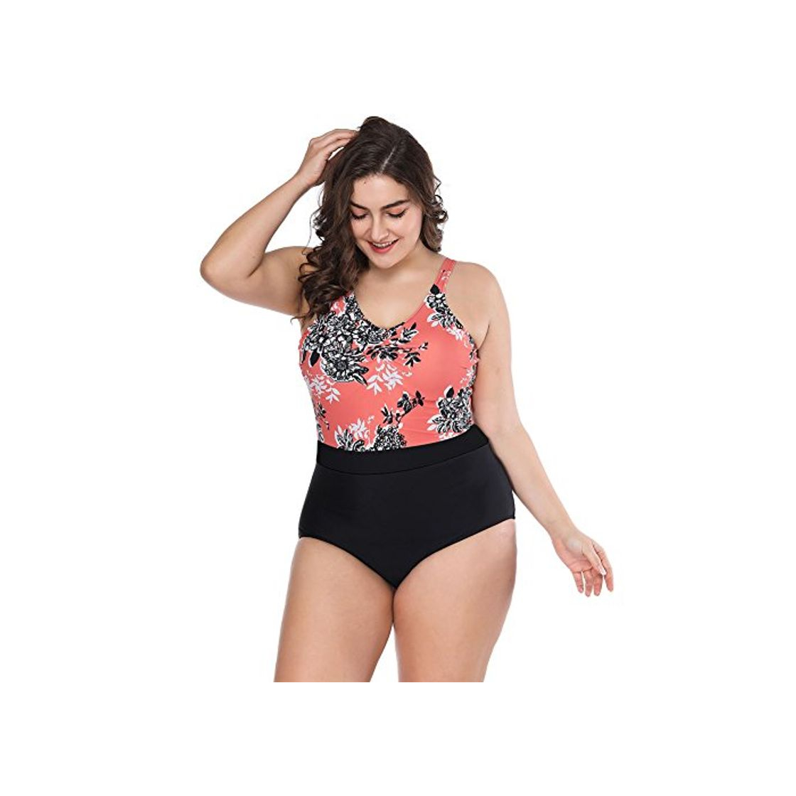 Fashion Lover-Beauty Bikini Talla Grande Mujer Una Pieze Floral Ropa de Baño Plus