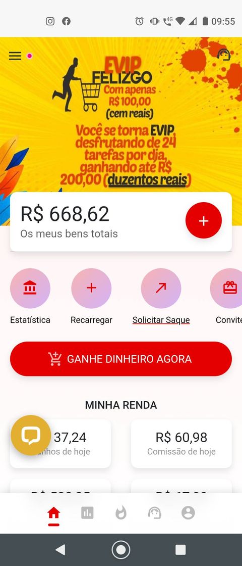 Aplicaciones Feliz go app q ganha muito dinheiro vai depender de vse !