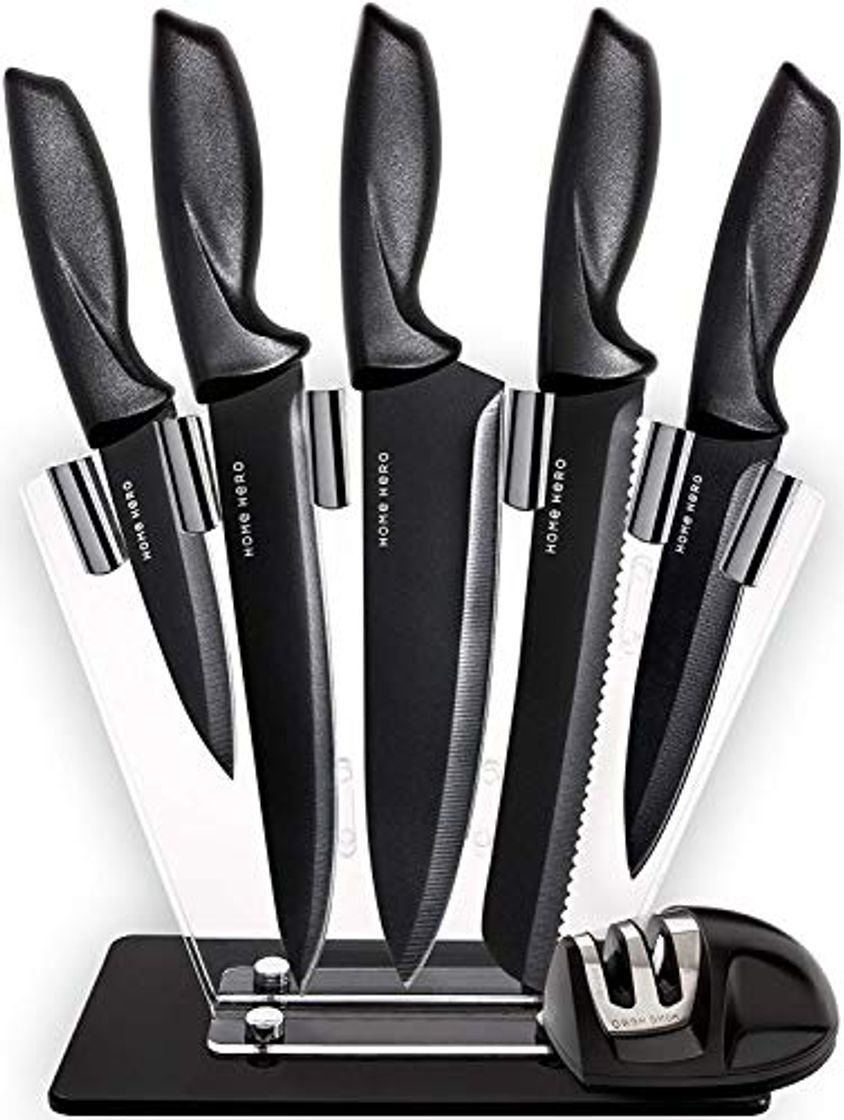 Social HomeHero Juego de 5 Cuchillos de Cocina con Soporte y Afilador