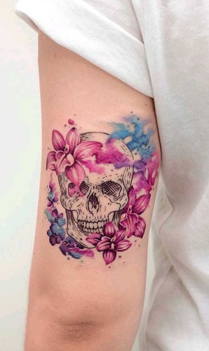 Moda Tatuagem de caveira colorida