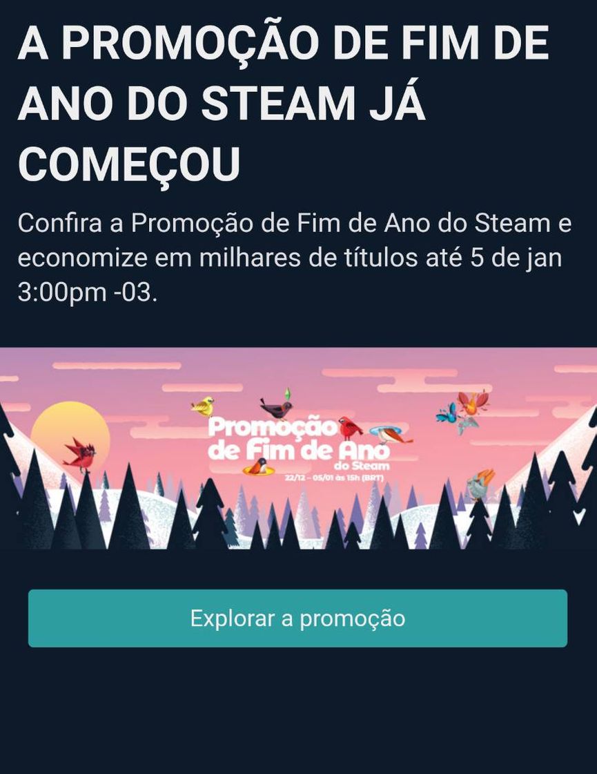 Moda Steam: PROMOÇÃO de final de ano /Aproveite  