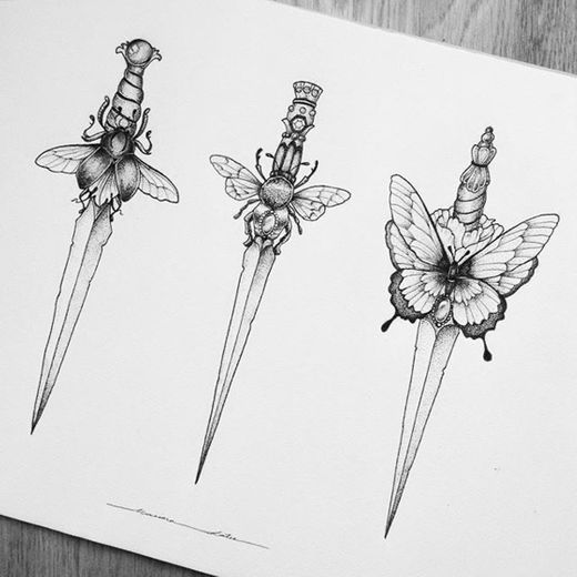tattoo espada | tattoo abelha | tattoo borboletas 