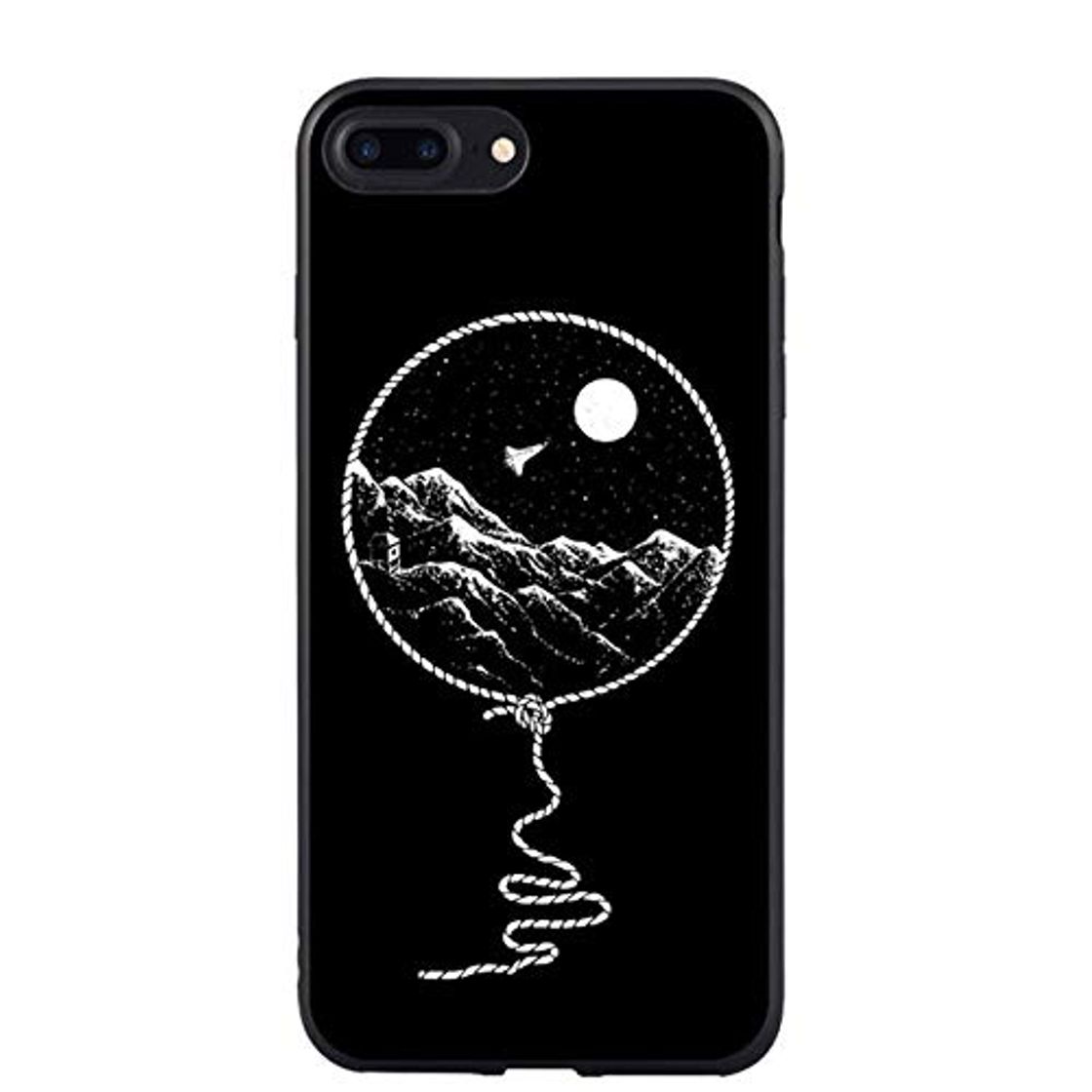 Product ERQINGT Funda para Telefono Movil Caja del Teléfono del Silicón para Capinha iPhone 7 Plus 8 6S 6 X 10 3D Moon Space Art Line Cubierta De La Contraportada para iPhone 5S Se 5