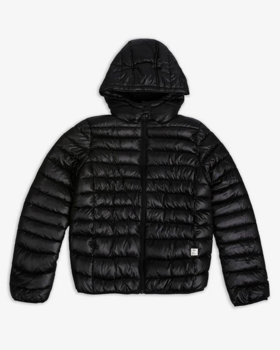 Fashion Jaqueta puffer capuz preta - 84