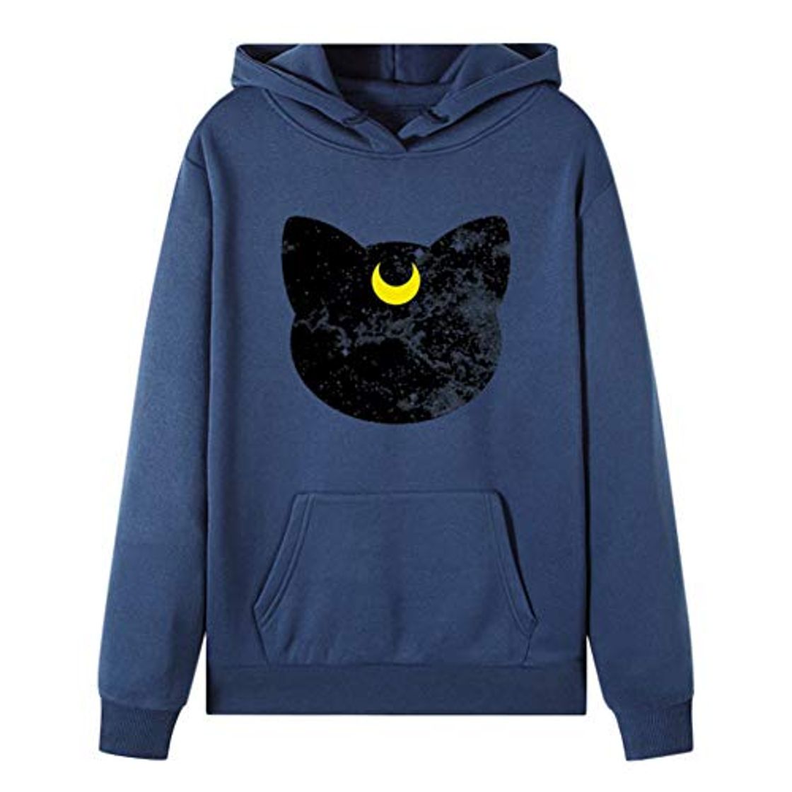 Fashion YIFUAA Sudadera Sudadera con Capucha Mujer Sudadera con Capucha Harajuku Gato de Dibujos Animados Impreso Manga Larga Otoño Primavera Sudadera con Capucha Suelta Sudadera Informal Blusa Moletom