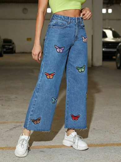 •Calça Jeans borboletas•