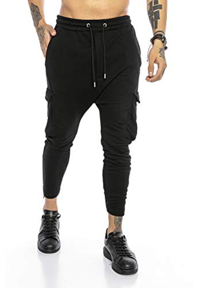 Moda Redbridge Pantalón Chandal para Hombre Sweat Pants Joggers Cargo Look Negro L