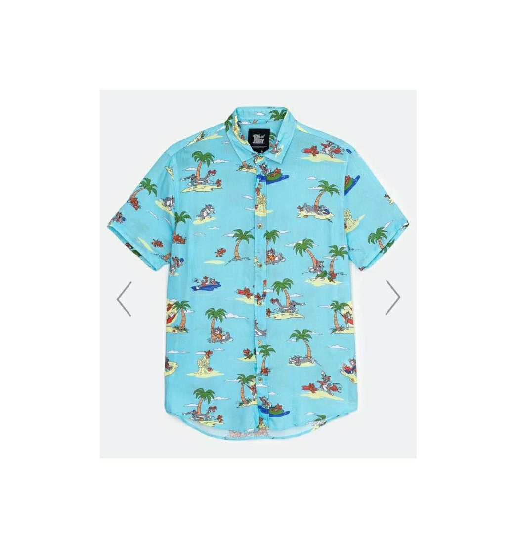 Moda Camisa Estampa com Tom e Jerry Azul

