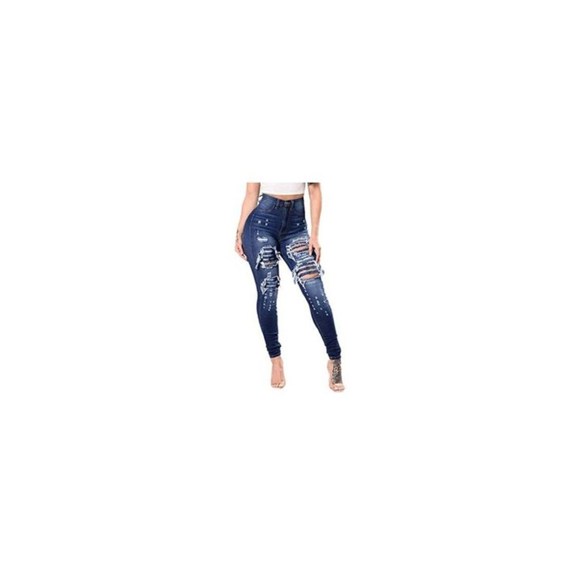 Moda FAMILIZO Vaqueros Rotos Mujer Vaqueros Mujer Tallas Grandes Vaqueros Altos Ajustados Pantalones Tejanos Largos Mujer Anchos Casual straight Skinny High Waist Leggings Azul XXXL