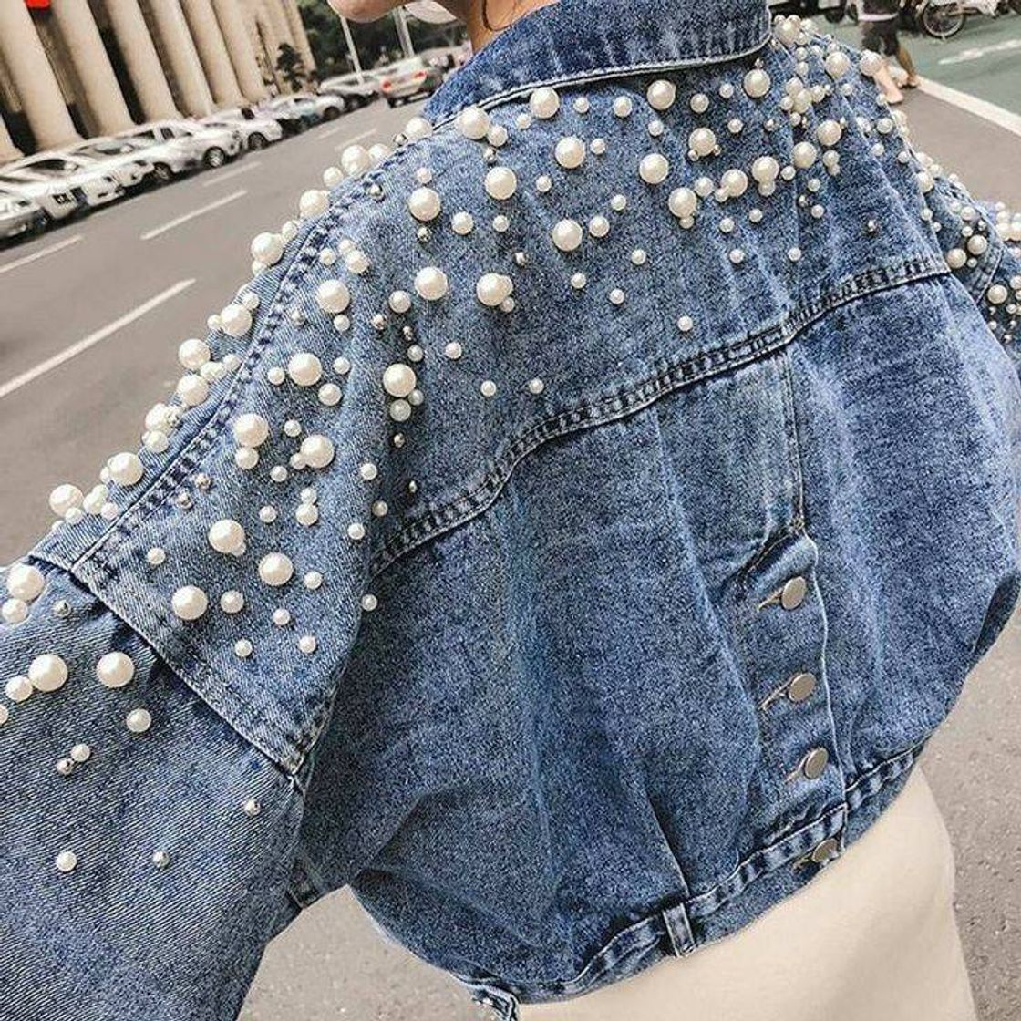 Fashion Jaqueta linda com pérolas 