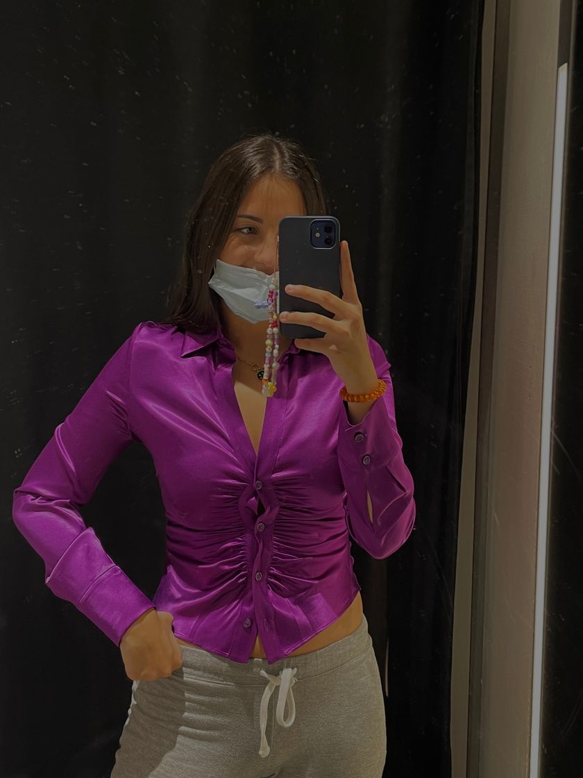 PLEATED SATIN EFFECT SHIRT - Lilac