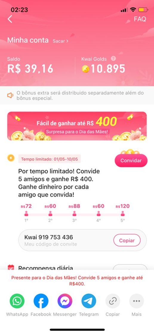 Fashion Promoção de dia das mães.Indique 5 amigos e ganhe 400,00.