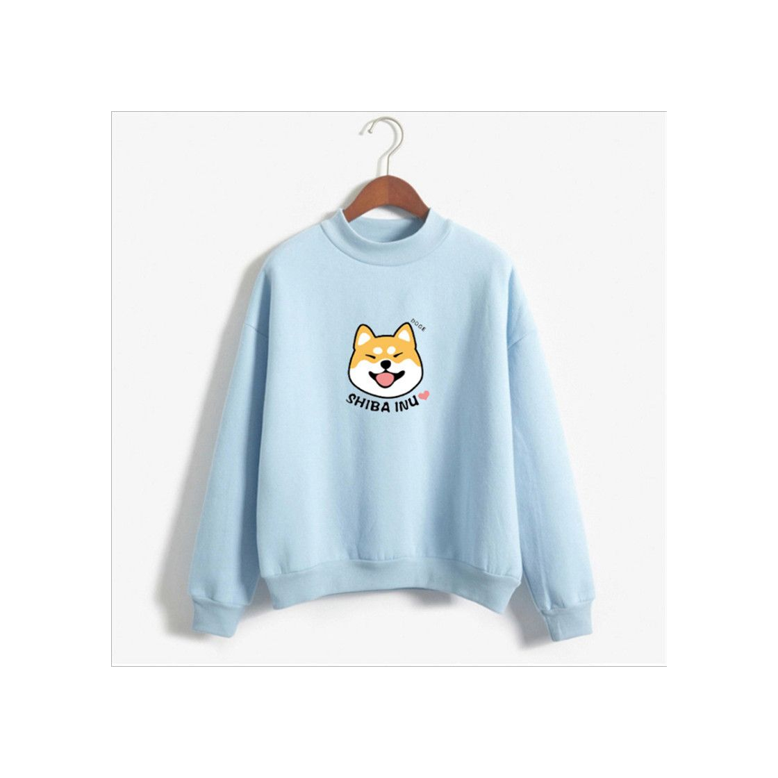 Social Sudaderas Mujer Women Harajuku Hoodies Cartoon Dog Shiba Inu Anime Printed Sweatshirt Sudadera Mujer Moletom Feminino Kawaii Pullover Top Blue L