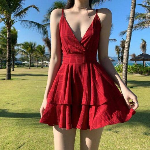 vestido curto rodado vermelho