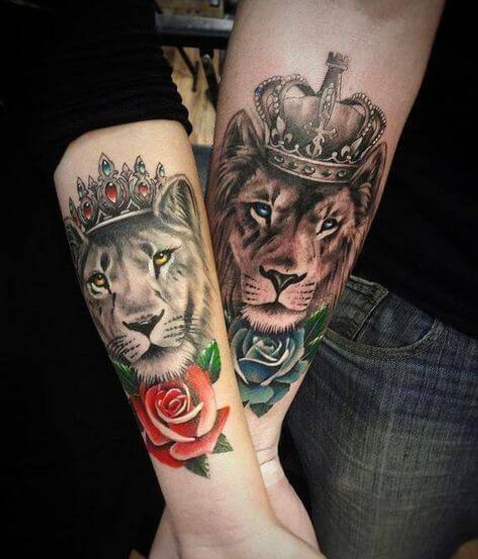 Fashion Couple Lion Tattoo.🧑‍🤝‍🧑❤️