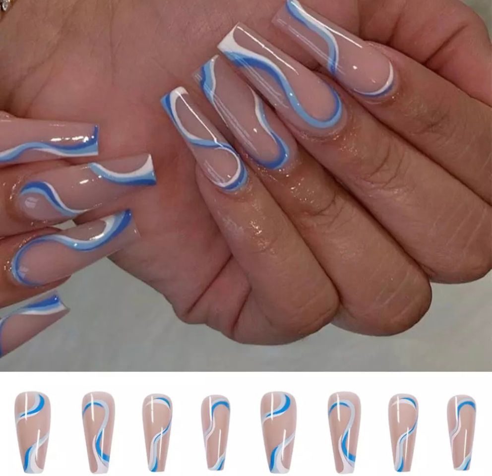 Fashion Uñas Rayas Azules