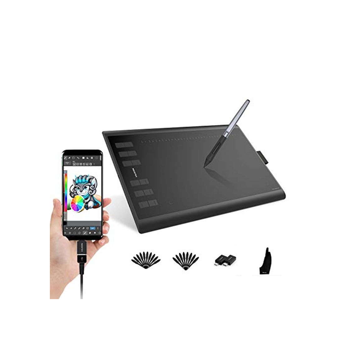 Electronic HUION NEW 1060 PLUS Tableta Gráfica con 8192 liveles de presión 12+16