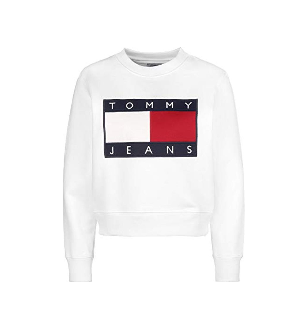 Social Tommy Jeans Sudadera Flag Crew Blanco Mujer XS Blanco