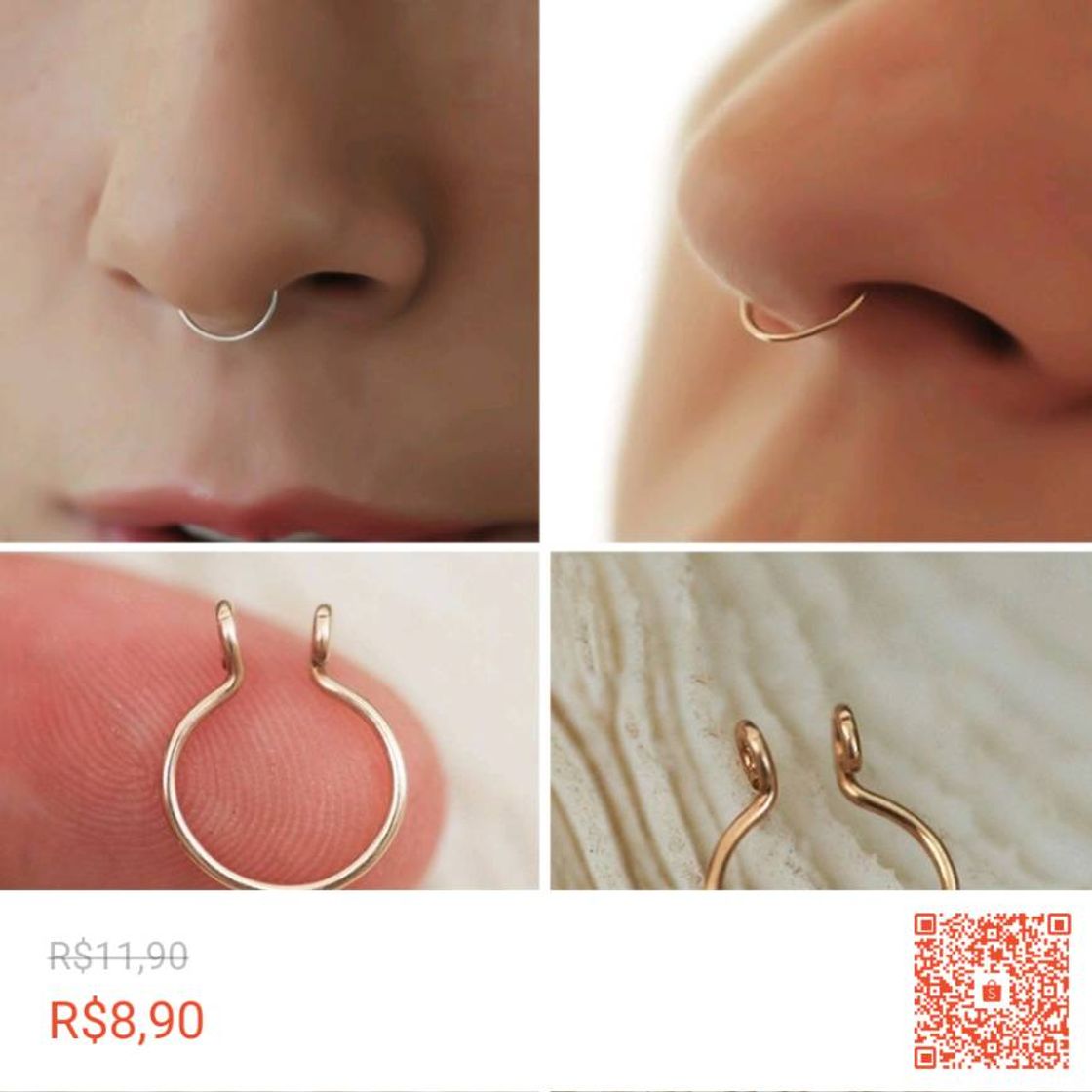 Product piercing de pressão aberto em latão feminino