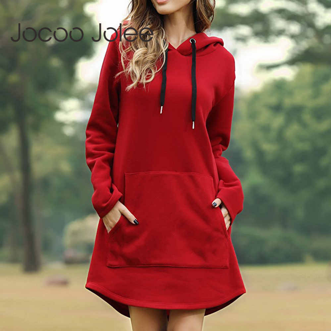 Fashion Sudaderas con Capucha Mujer Manga Larga Jersey Larga Casual Vestidos Sudadera Vestidos Hoodie Jersey Larga con Bolsillos Albaricoque S