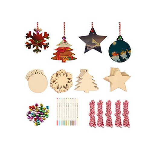 N/S Colgantes de Madera para Navidad, Ornamentos de Navidad, DIY Navidad Decoración,