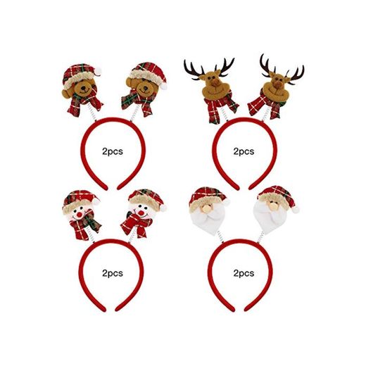 UBERMing 8 Piezas Diadema Navideña Diadema de astas de Reno de Navidad Papá Noel Navidad Oso Muñeco de Nieve Reno Bandas para el Cabello para Navidad para Niños Cosplay Adulto Fiesta de Navidad