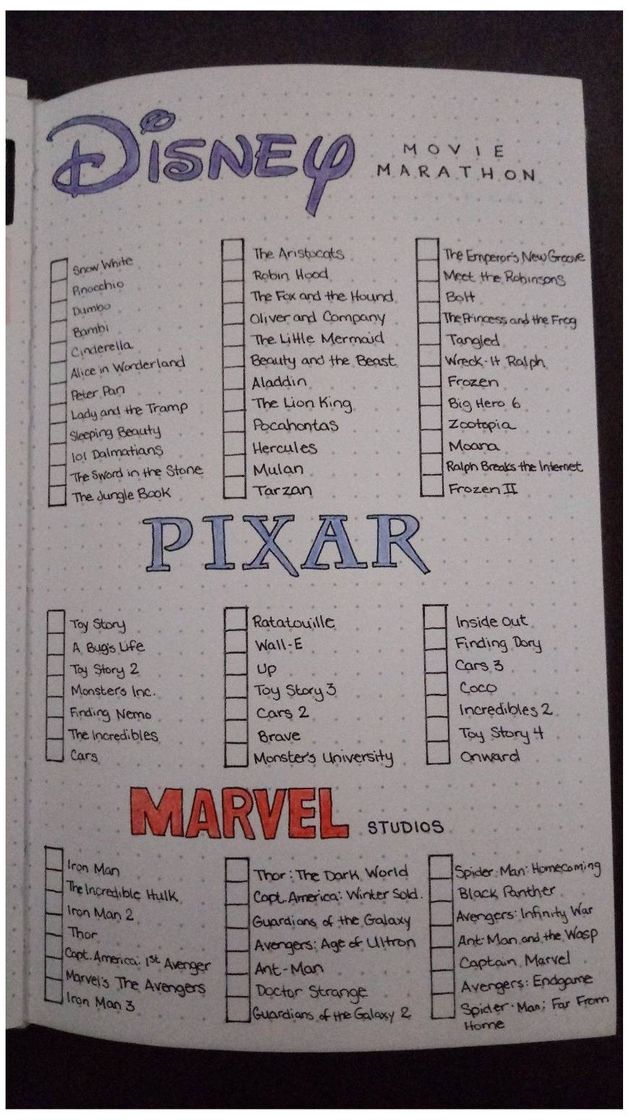 Fashion Checklist Disney/Pixar/Marvel